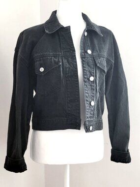 ABERCROMBIE Cropped Denim Rider Jacket S Small